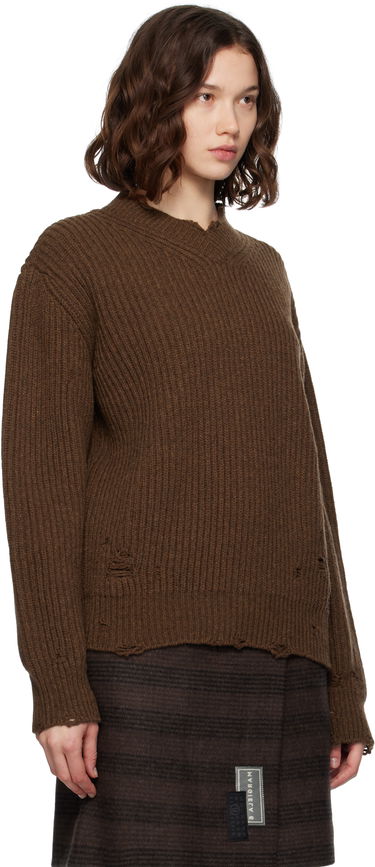 Sveter Maison Margiela MM6 Maison Margiela Distressed Wool Sweater Béžová | S52HN0011 M13138, 4