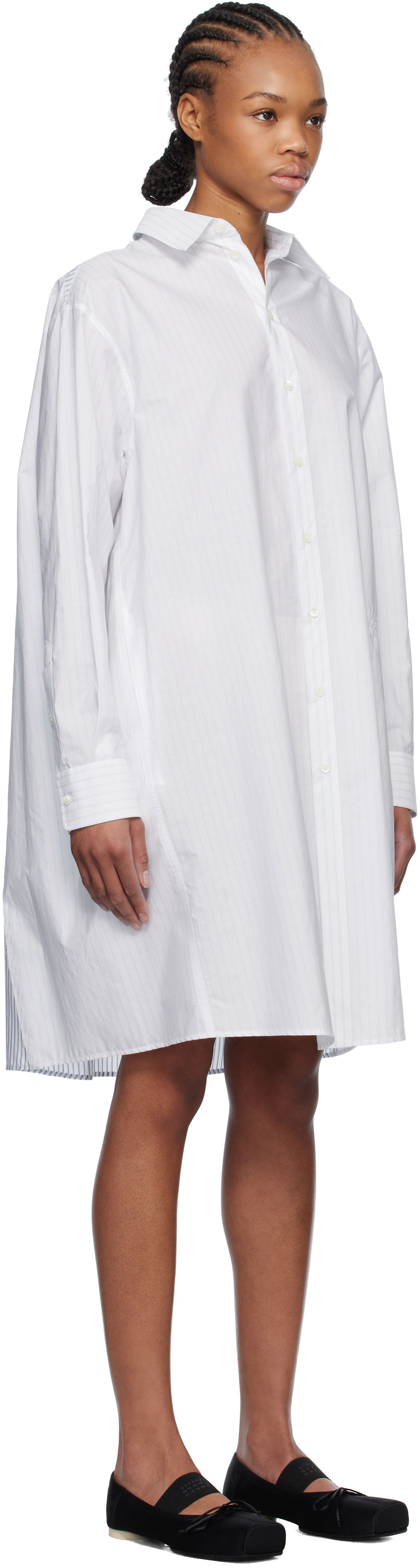Šaty Maison Margiela MM6 Maison Margiela Spliced Striped Cotton Poplin Midi Shirt Dress Biela | S52DD0059 M35252, 1