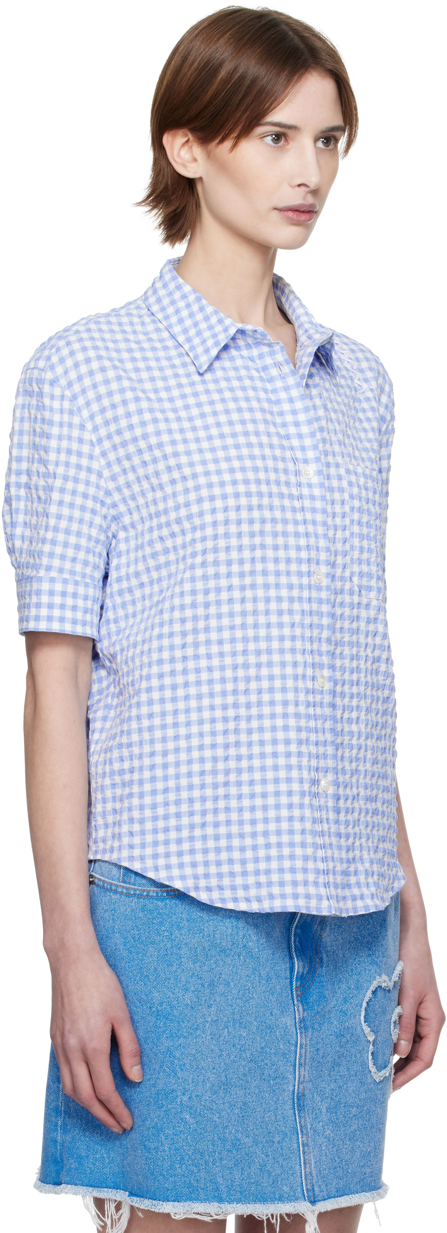 Košeľa Marni Marni Seersucker Checked Shirt Modrá | CAMA0623S0 UTN929, 1