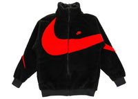 Big Swoosh Reversible Boa Jacket Black Chili Red