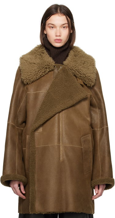 Kabáty LEMAIRE Lemaire Asymmetrical Shearling Coat Hnedá | CO1079 LL0037, 0