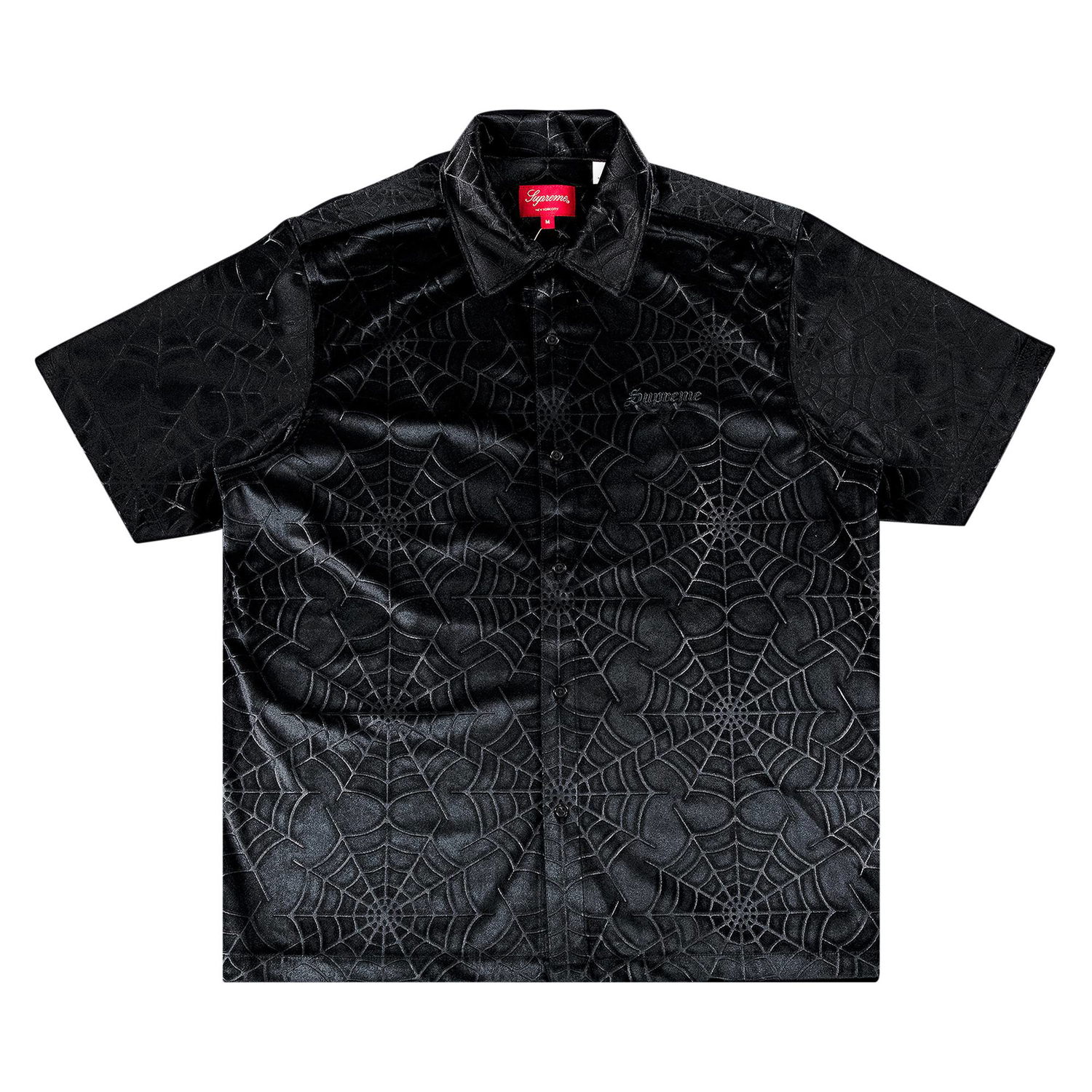 Košeľa Supreme Spider Web Velvet Short-Sleeve Shirt Čierna | FW21S29 BLACK, 1