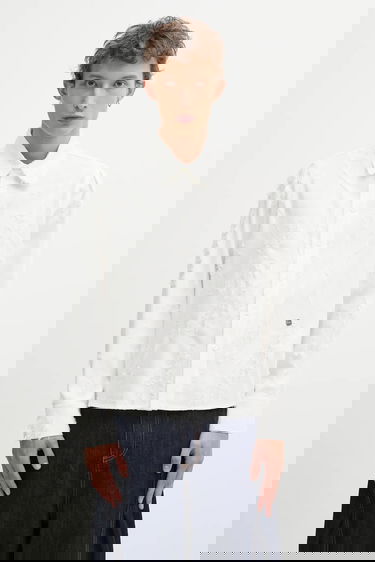 Košeľa ADER ERROR Distressed Linen Blend Regular Fit Classic Collar Shirt Biela | BO01FWSH0101OW, 0