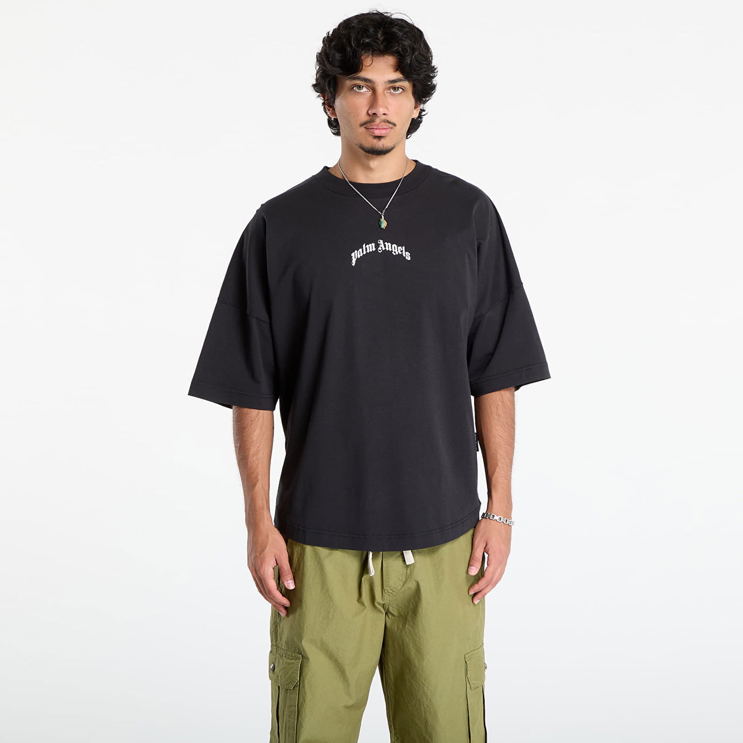 Tričko Palm Angels Palm Angels Back Curved Logo Over T-Shirt Čierna | PMAA10BF25JER0011003, 0