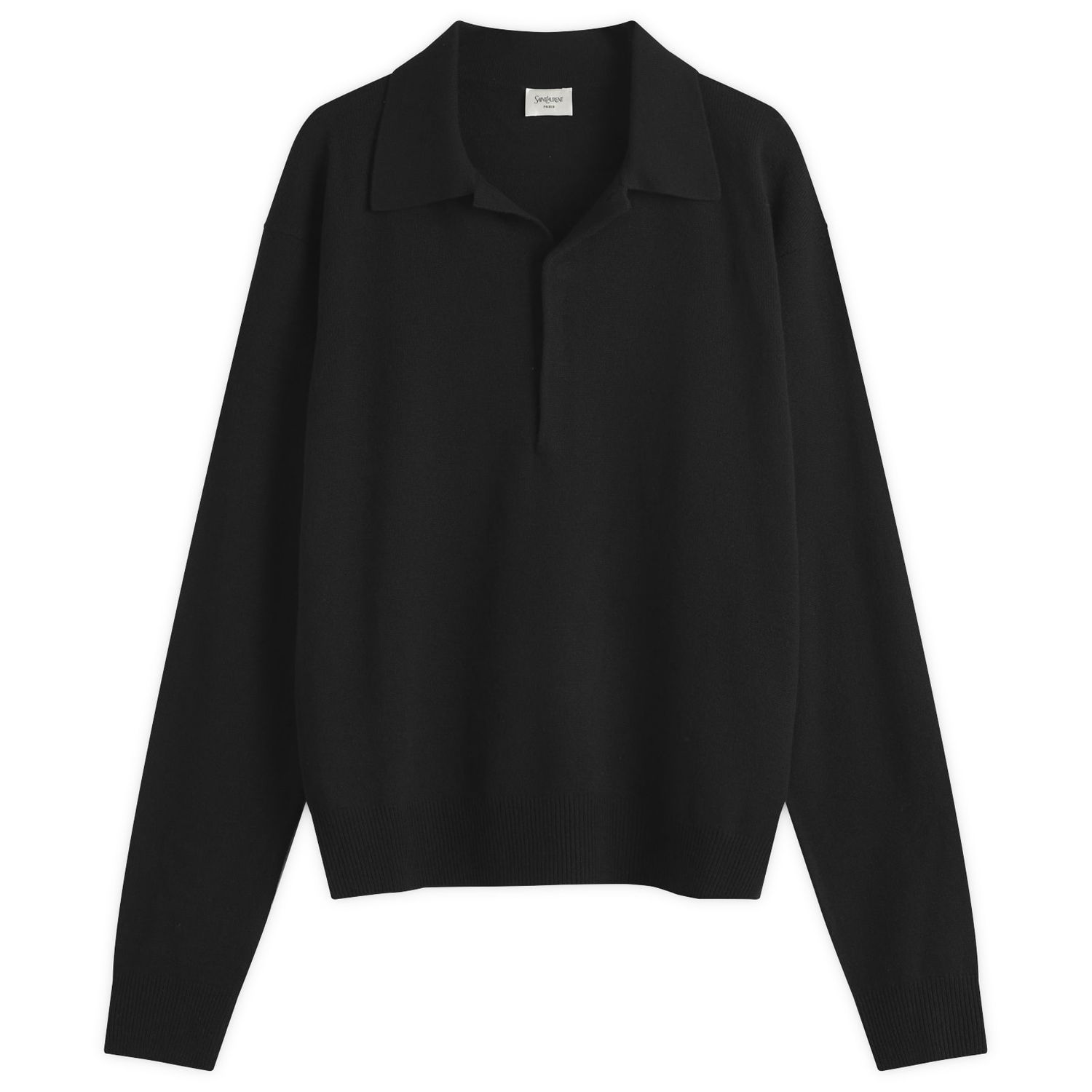 Sveter Saint Laurent Saint Laurent Long Sleeve Knitted Polo Shirt Čierna | 817251-Y76XM-1000, 0