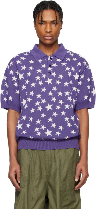 Polo tričko Needles NEEDLES Short Sleeve Star Knit Polo Fialová | QV375, 0