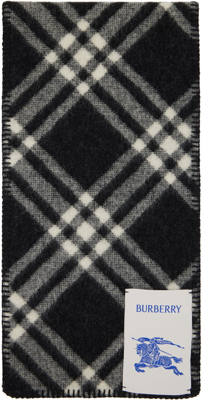 Šál Burberry Check Wool Scarf Black / Off-White Čierna | 8079246, 0