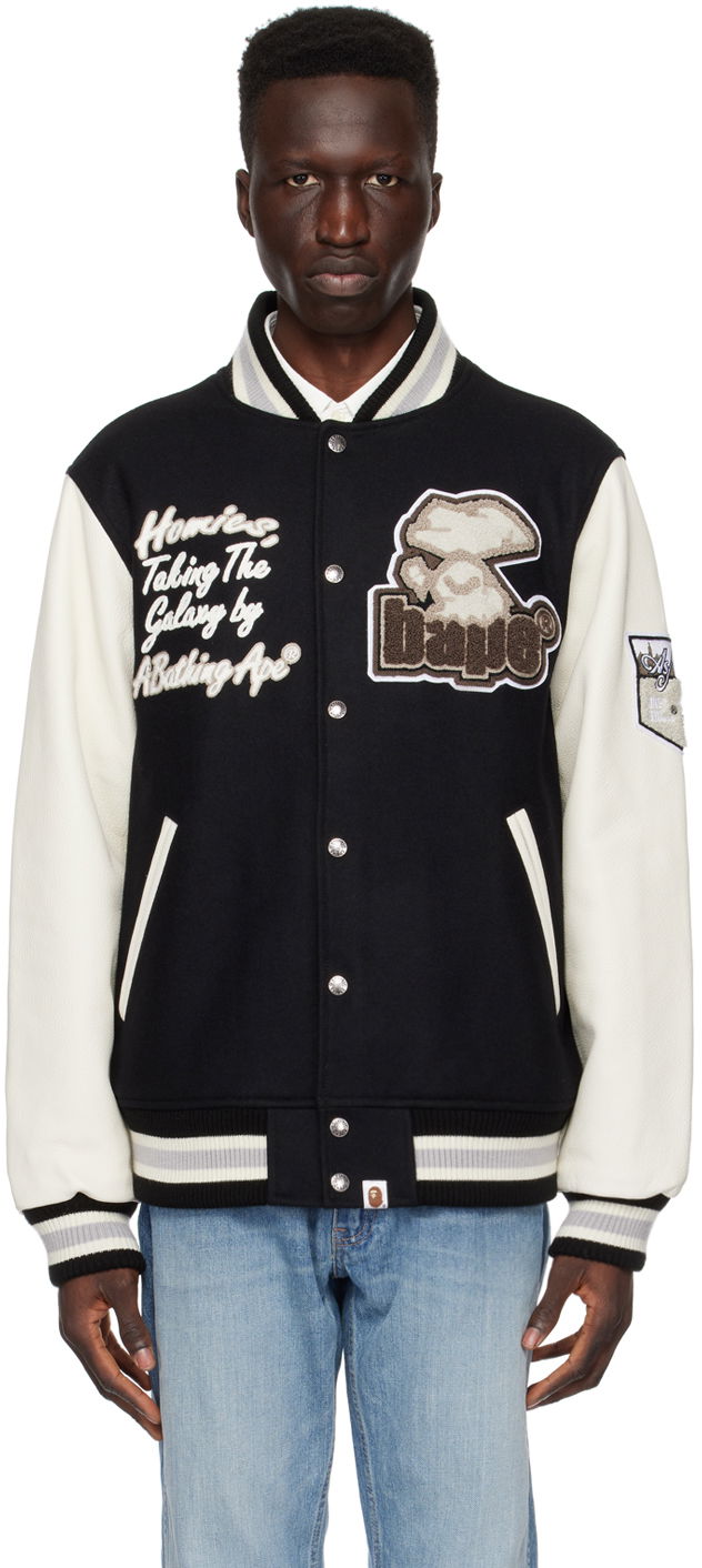 Bomber bunda BAPE Varsity Bomber Jacket Čierna | 001HJJ801006M