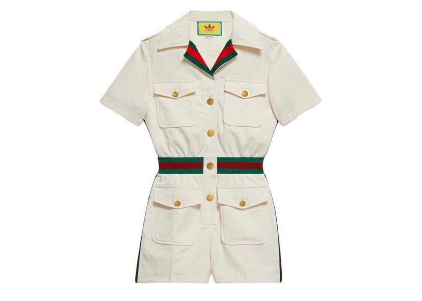 Overal Gucci adidas x Short Jumpsuit White Béžová | 703000 ZAI22 9133