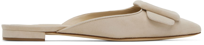 Starostlivosť o obuv Manolo Blahnik Manolo Blahnik Maysale Suede Buckle Loafers Béžová | 220-0546, 0