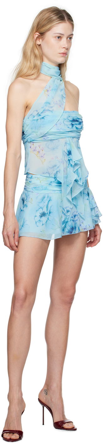 Sukňa GUIZIO Guizio Floral Print Wrap Around Tank Top Modrá | P24119W101, 3