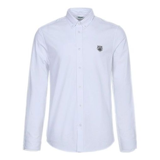 Košeľa KENZO KENZO Long Sleeves Shirt with Tiger Head Embroidery Biela | F965CH4001LB-01, 0