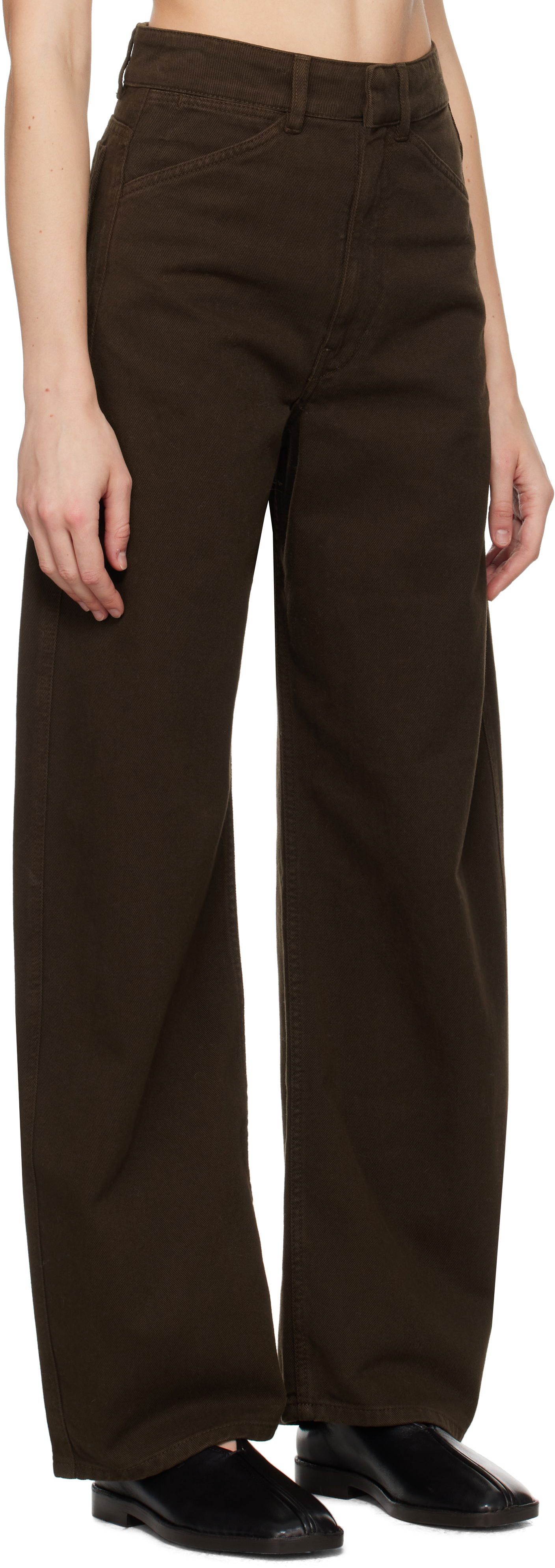 Nohavice LEMAIRE Lemaire High-Waisted Curved Pants Hnedá | PA1052 LD1001, 1