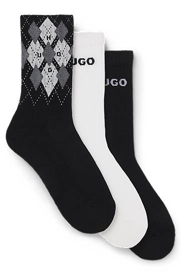 Ponožky BOSS Three-Pack of Cotton-Blend Short Socks Biela | 50543138