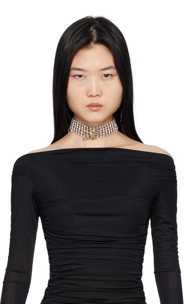 Náramok Blumarine Blumarine Rhinestone 'B' Choker Metalická | P522W325A, 2