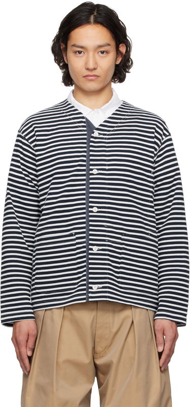 Sveter Engineered Garments Engineered Garments PC Stripe Jersey Knit Cardigan Navy | 25S1B030, 0