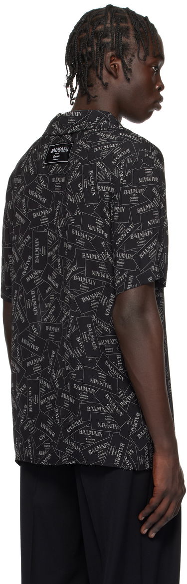 Košeľa Balmain All-Over Label Print Shirt Čierna | EH1HN070VH56, 2