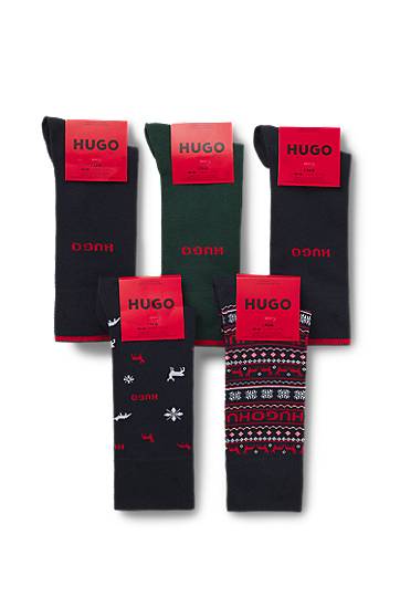 Ponožky BOSS Five-pack regular-length socks with assorted patterns and logo detailing Rôznofarebný | 50546686, 1