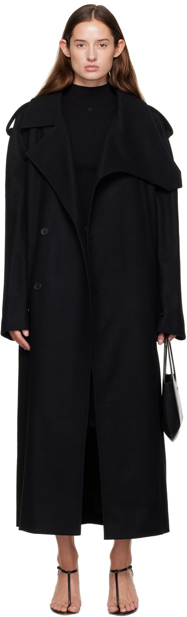 Trenčkot Courrèges Courrèges Oblique Wool Trench Coat Čierna | 325CMA236WO0036, 0