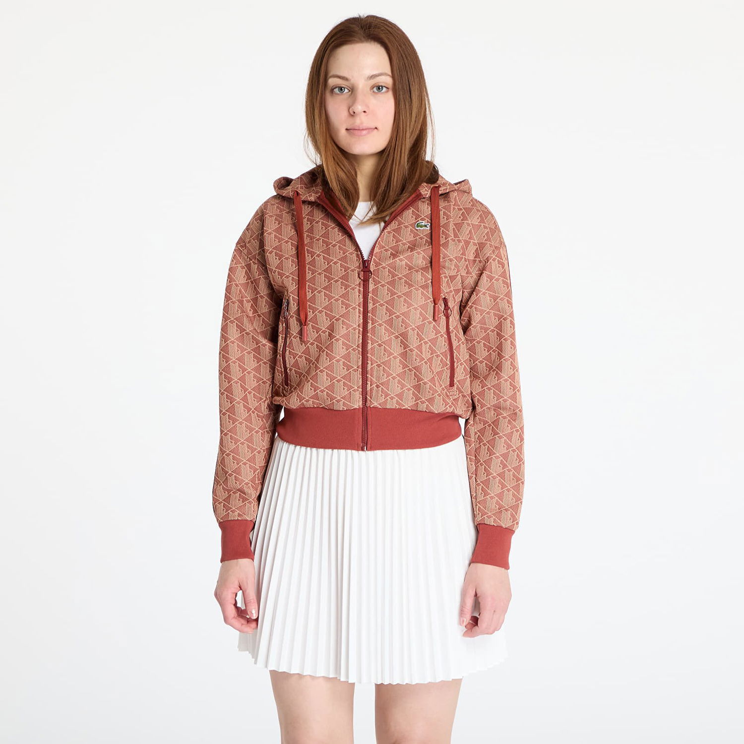Mikina Lacoste Lacoste Jacquard Cropped Hoodie Oranžová | SF7606 GTI, 0