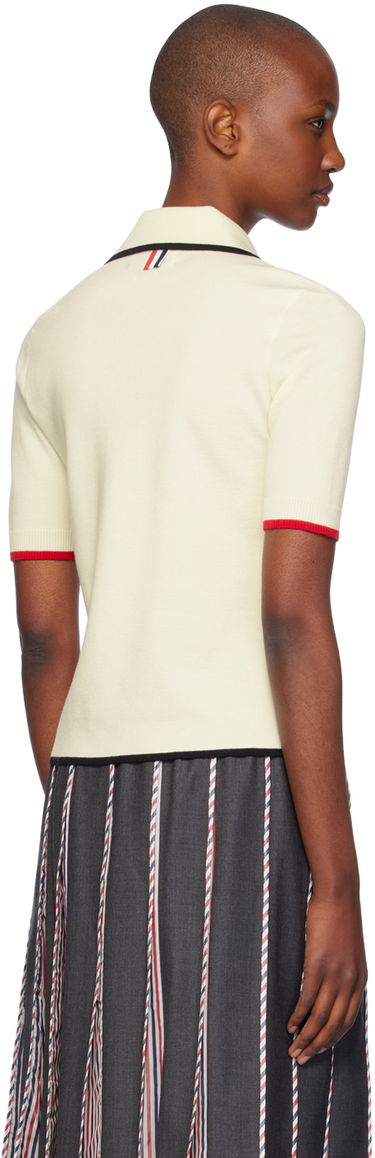 Polo tričko Thom Browne Thom Browne Wool Zip Polo Biela | FKP109B-Y1037, 2