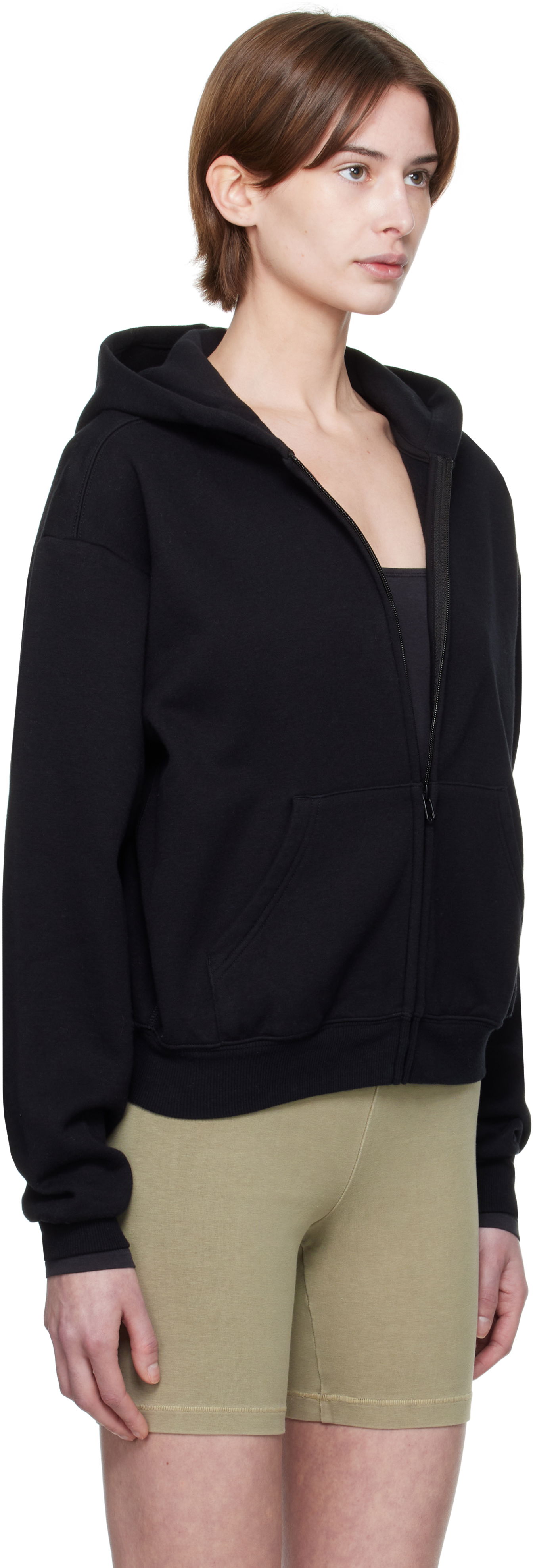 Mikina SKIMS SKIMS Cotton Fleece Classic Zip Hoodie Čierna | ZU-ZUP-8366W, 1