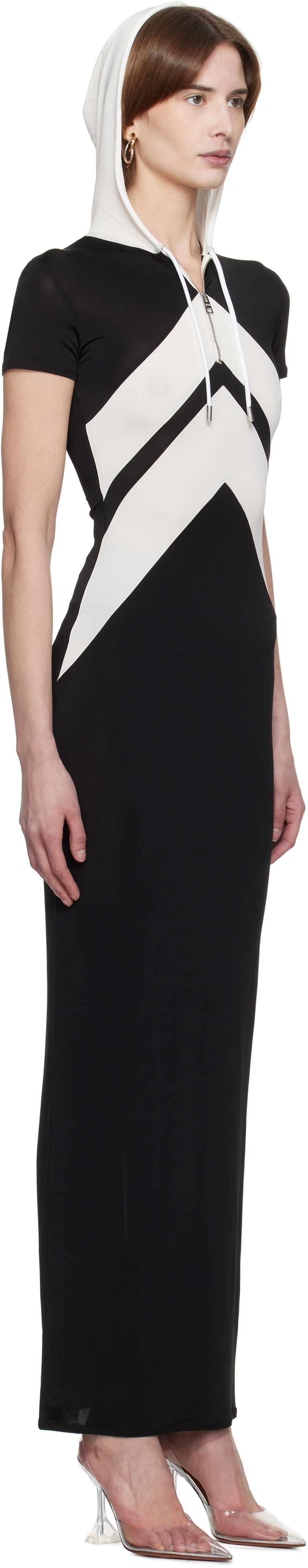Šaty Jean Paul Gaultier Jean Paul Gaultier 'The Chevrons' Hooded Maxi Dress Čierna | 25/33-F-RO346P-J084-0001, 1