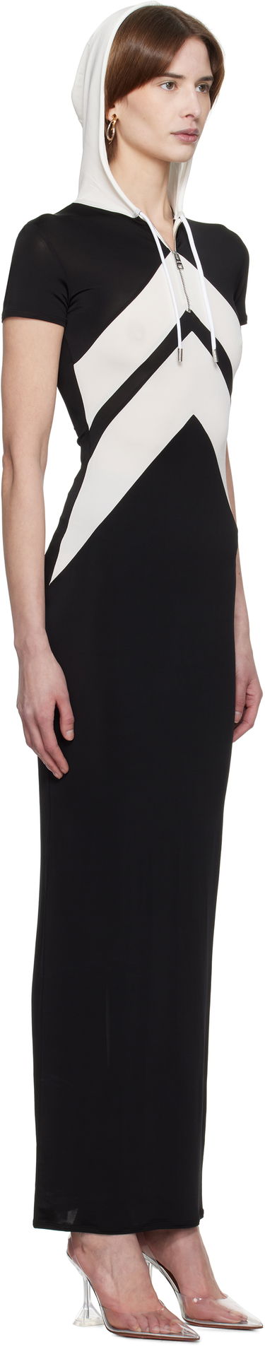 Šaty Jean Paul Gaultier Jean Paul Gaultier 'The Chevrons' Hooded Maxi Dress Čierna | 25/33-F-RO346P-J084-0001, 1