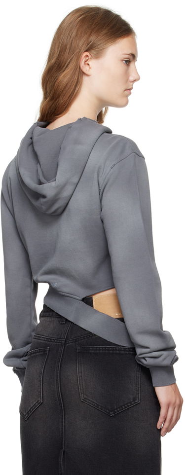 Mikina We11done We11done Distressed Zip-Up Cropped Hoodie Šedá | WD-TJ2-24-808-W-CH, 2