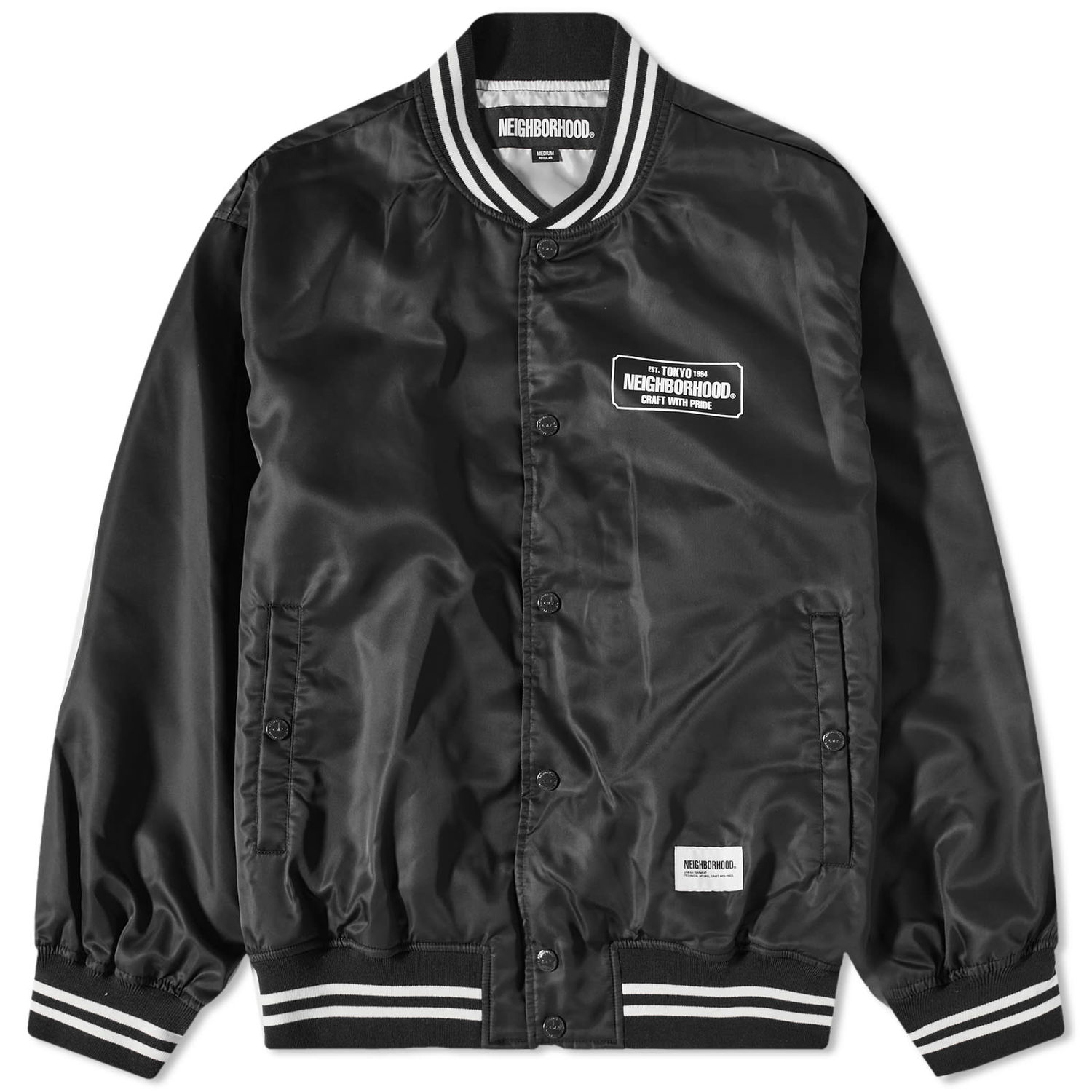Bunda Neighborhood Logo Baseball Jacket Čierna | 231TSNH-JKM04-BLK, 0