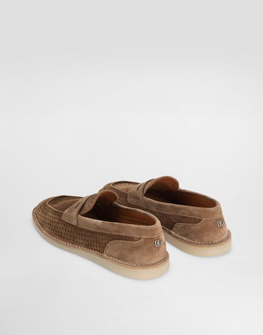 Doplnky Dolce & Gabbana Dolce & Gabbana Perforated Suede Penny Loafers Hnedá | A50651A9T5980024, 2