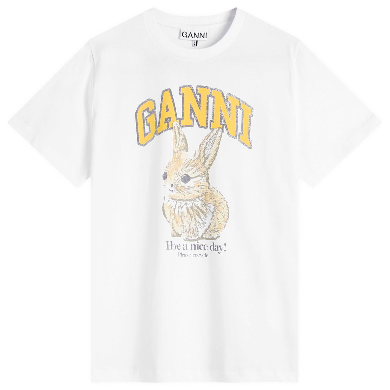 Tričko GANNI GANNI Baby Bun Relaxed T-Shirt, Large Biela | T4273-151, 1