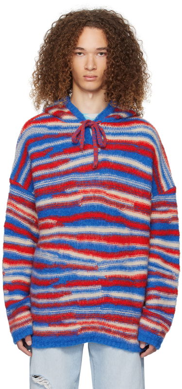 Sveter ERL ERL Striped Knit Hoodie Červená | ERL07N015, 0