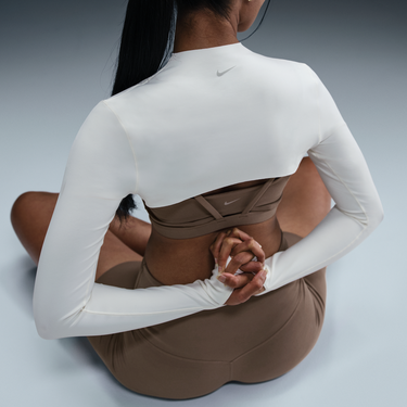 Crop Top Nike Nike Zenvy Dri-FIT Long Sleeve Shrug Biela | HJ1861-133, 3