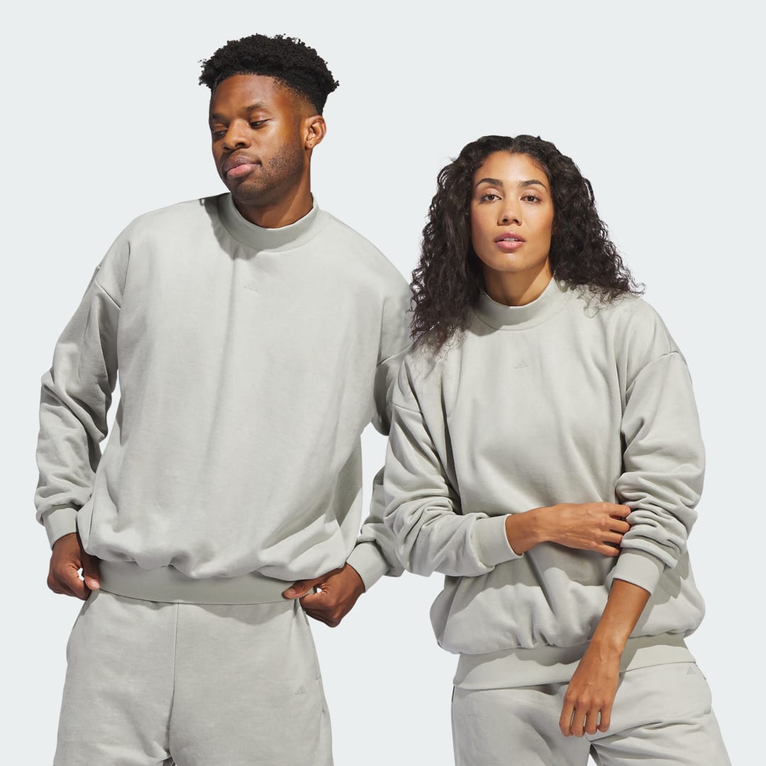 Sveter adidas Performance Basketball Sueded 3/4 Half-Zip Crewneck Šedá | IN7698, 1