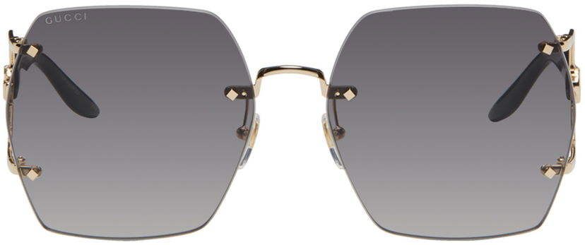 Oblečenie Gucci Gucci Gold Geometric Sunglasses Šedá | GG1562S