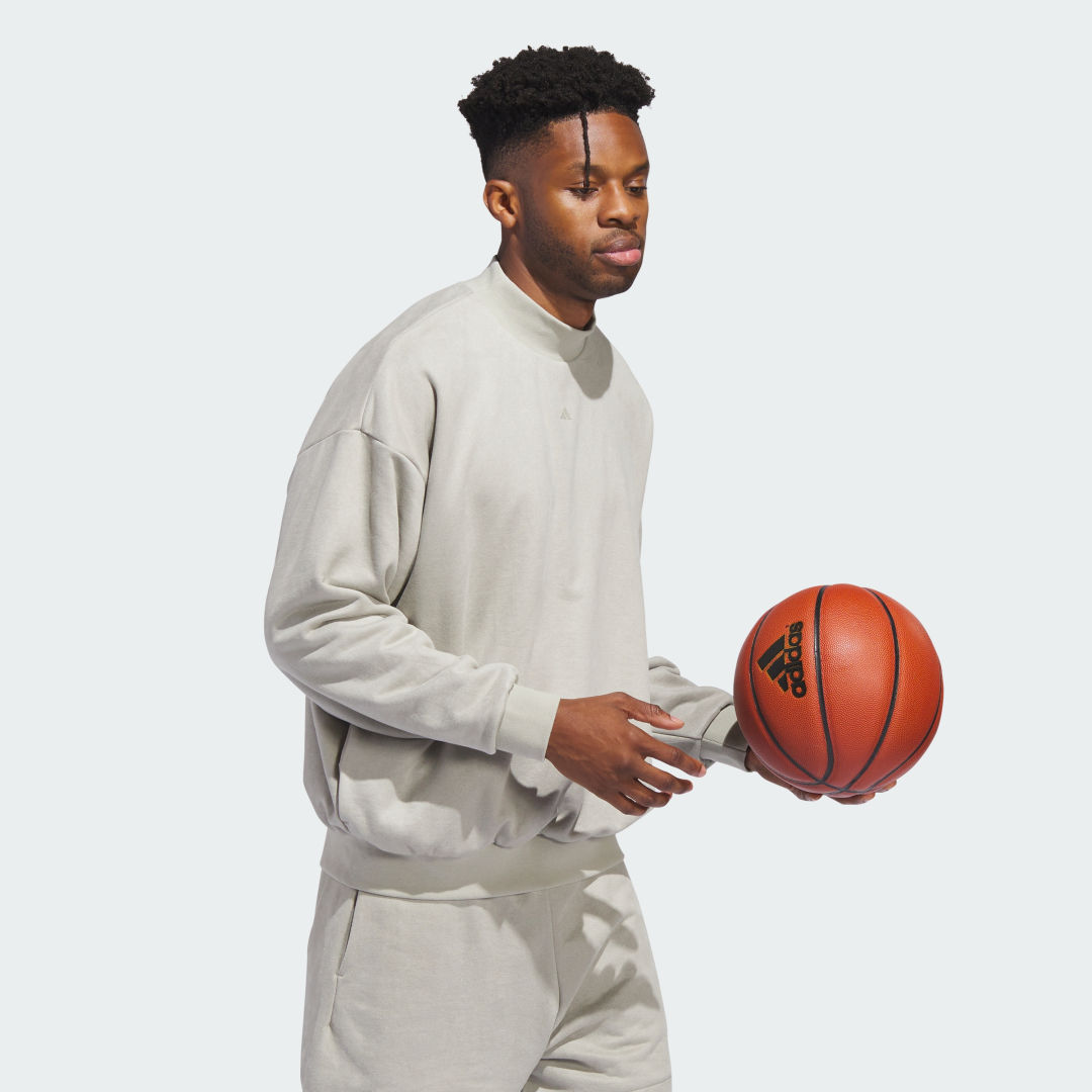 Basketball Sueded 3/4 Half-Zip Crewneck