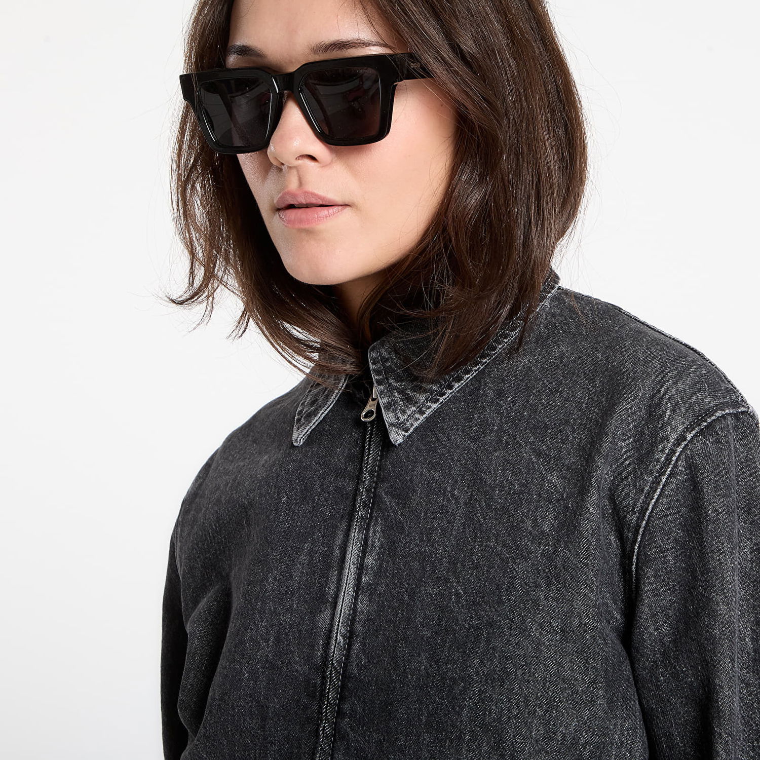 Bunda Samsoe Samsoe Sanarinna Washed Denim Zip Jacket Čierna | F25400008_CLR002076, 1