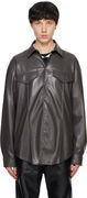 Nanushka Olavi Vegan Leather Button-Up Shirt