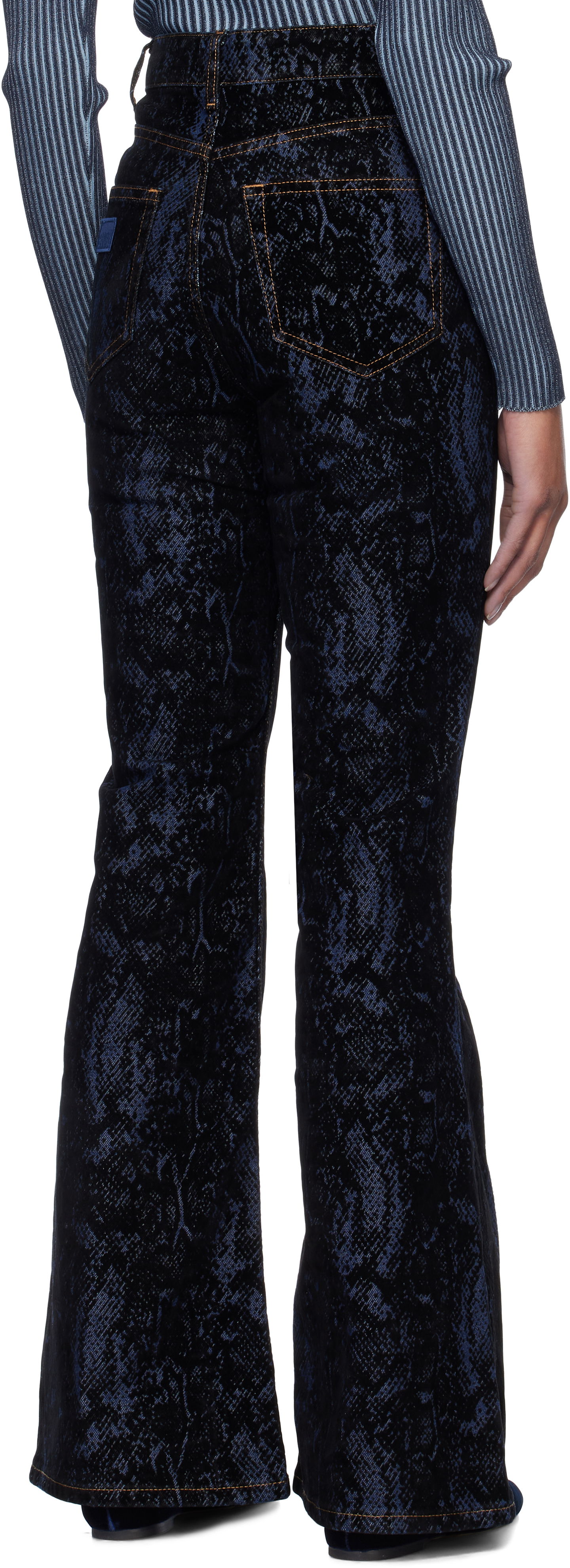 GANNI Goddi Snake Print Flare Jeans