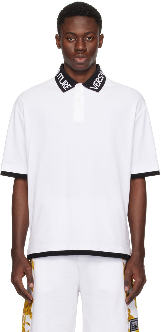 Polo tričko Versace Couture White Intarsia Polo Biela | E76GAGT01_ECJ01T