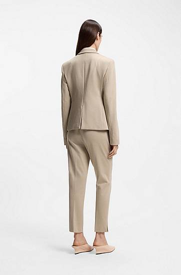 Bunda BOSS Slim-fit patterned performance-stretch jersey blazer Béžová | 50555741, 1