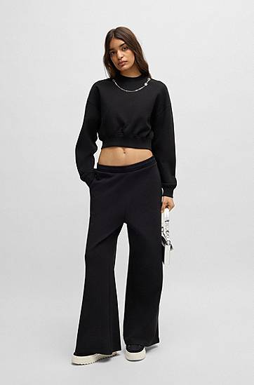 Nohavice BOSS Loose-Fit Cotton-Blend Tracksuit Bottoms Čierna | 50530447, 1