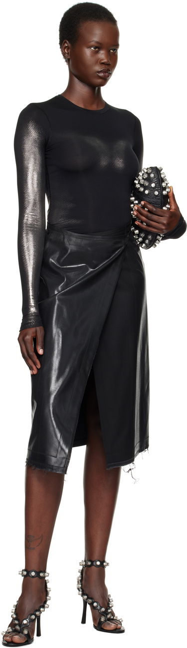 Sukňa Diesel Asymmetrical Faux Leather Midi Skirt Čierna | A16413 0NKBV, 3