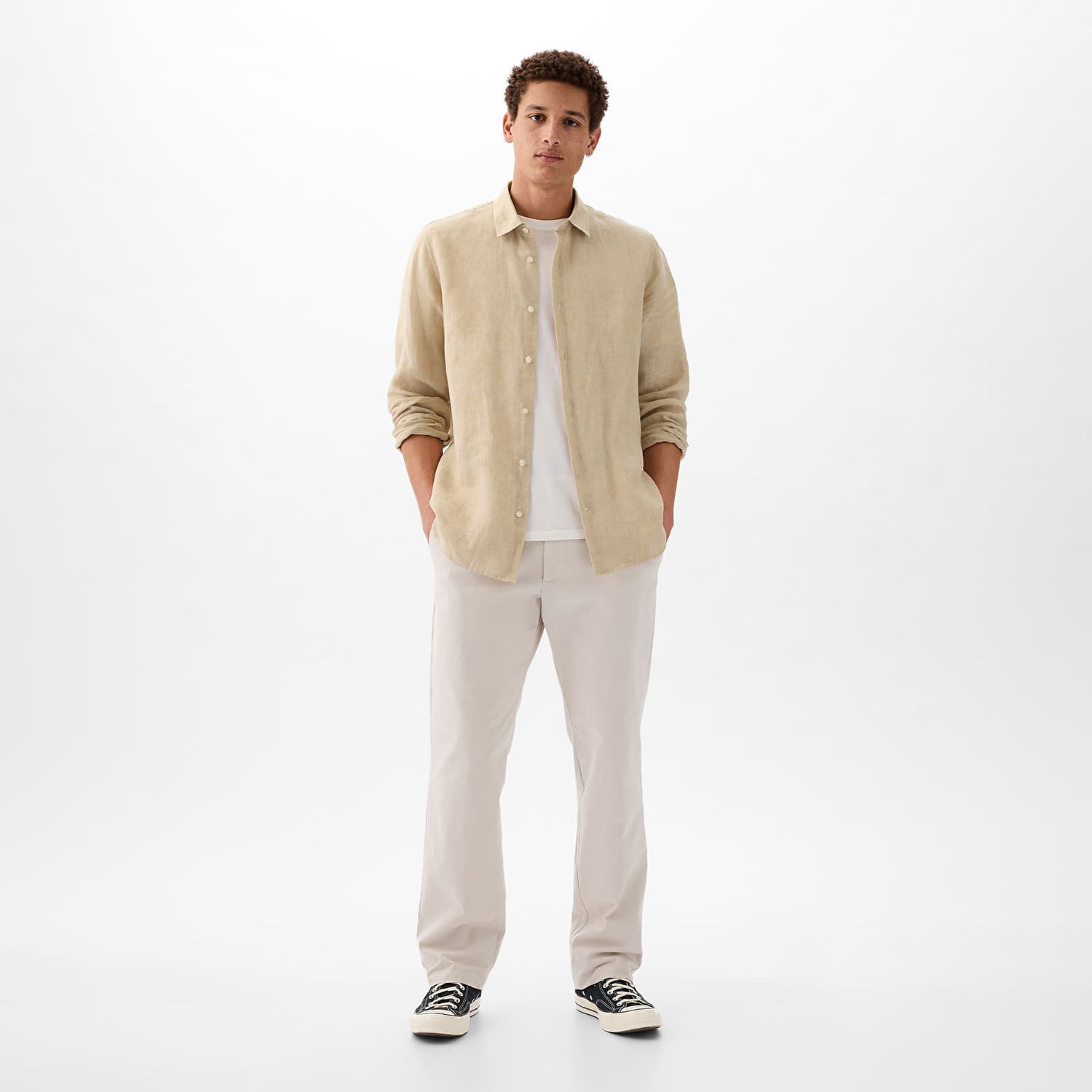 Košeľa GAP Longsleeve Linen Shirt Oatmeal Heather Béžová | 855351-06, 1