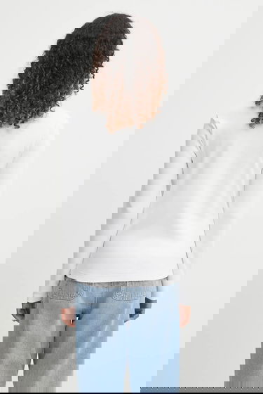 Tričko Carhartt WIP Philipa Long Sleeve Ribbed Mockneck T-Shirt Biela | I035470.02XX, 2