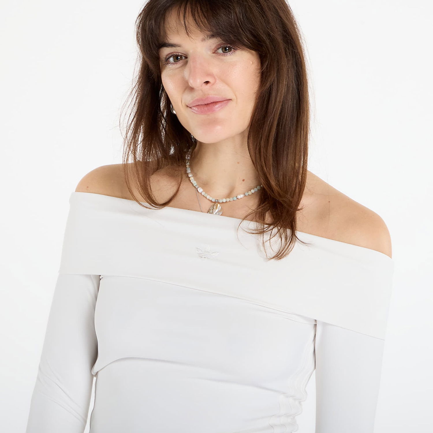 Tričká a tielka adidas Performance Off-Shoulder Long Sleeve Top Biela | KC8869, 1