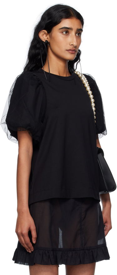 Tričko Simone Rocha Simone Rocha Tulle Overlay Puff Sleeve T-Shirt Čierna | 5397 0553, 1