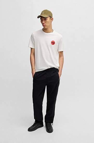 Tričko BOSS HUGO Men's Cotton-Jersey T-Shirt with Racing Logo Biela | 50530641, 1