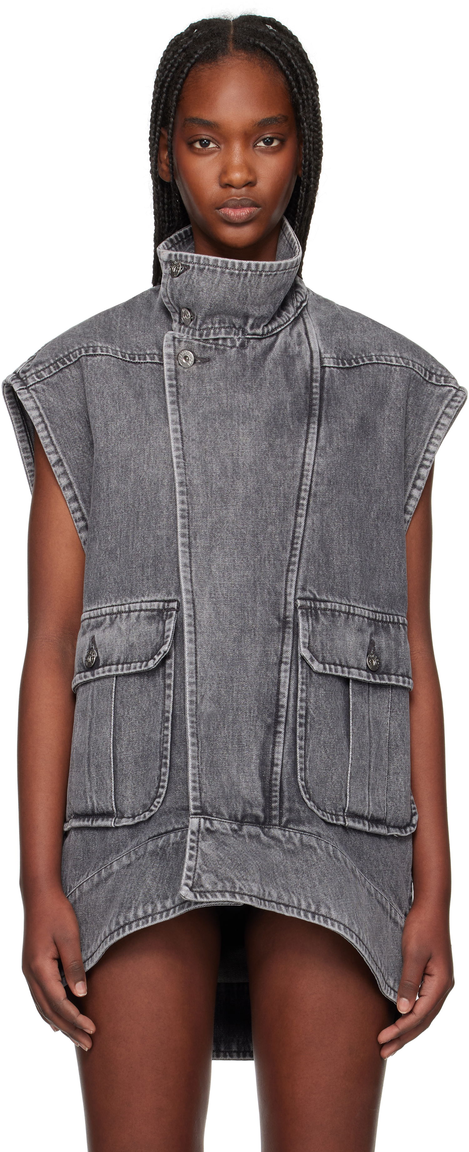 Vesta JW Anderson JW Anderson Oversized Sleeveless High Neck Vest Šedá | DJ0037-PG1745, 0